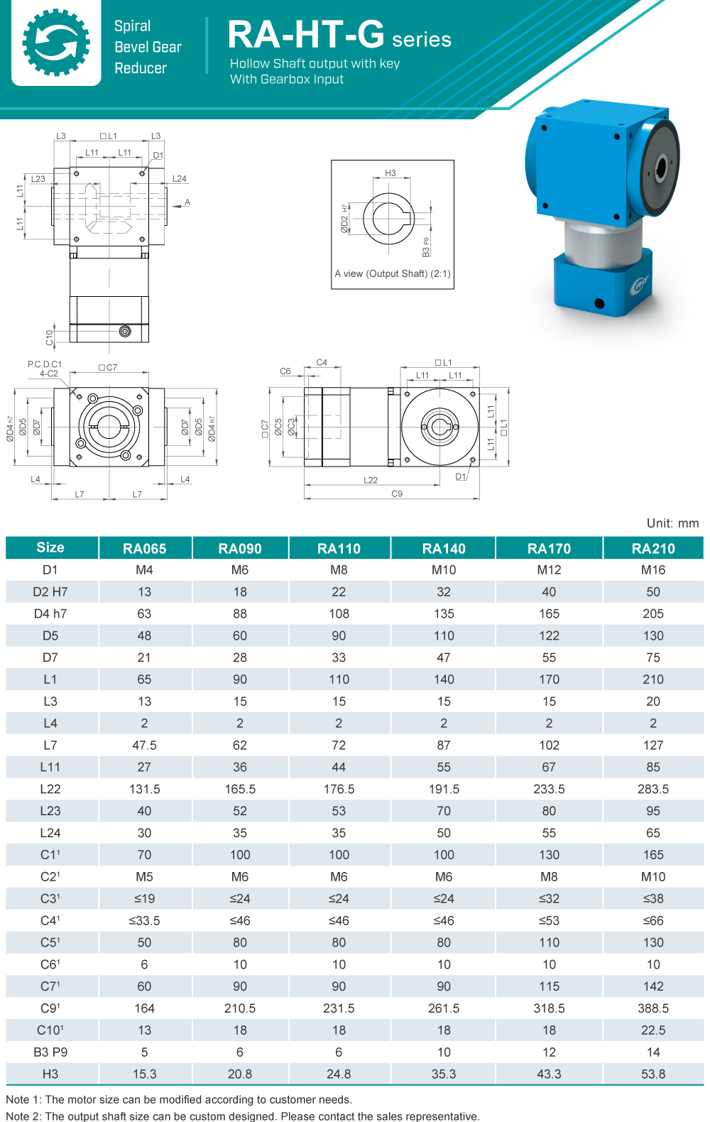 Spiral Bevel Gearbox｜RA-HT-G series｜Dimension