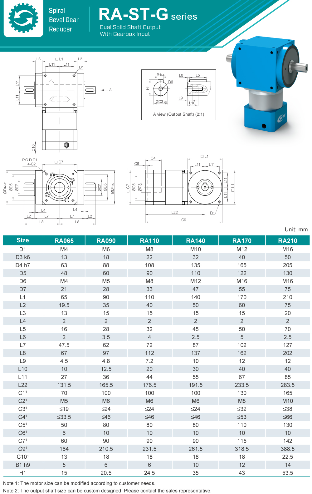 Spiral Bevel Gearbox｜RA-ST-G series｜Dimension